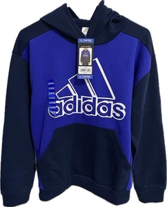 Adidas, Youth Hoodie, Size L (14/16) Regular fit, Pull-over, Fleece, Blue, - Picture 1 of 3