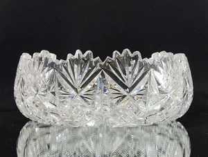 RARE American Brilliant Deep Cut Glass Bowl c1900 Hand-Cut Lead Crystal Antique - Picture 1 of 5