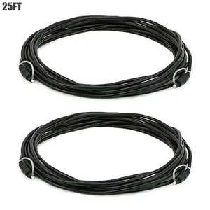 2 Pcs 25FT Toslink SPDIF Digital Optical Audio Cable Fiber Optic Cord Black - Picture 1 of 2