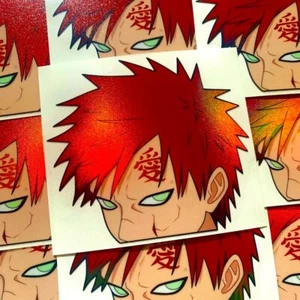 GAARA HOLO ANIME PEEKER STICKER NARUTO SHIPPUDEN CAR STICKER - Picture 1 of 1