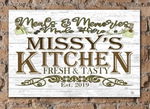 Personalized Kitchen Home Art Custom Rustic Style Kitchen Sign Him or Her Cook - Picture 1 of 5