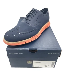 Cole Haan Men Zerogrand Remastered No Stitch Wingtip Oxford Navy Redwood Sz 9.5 - Picture 1 of 6