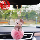 Cute Anime Cat Car Accessories For Women & Girls Bling Diamond Rear View Mirror 