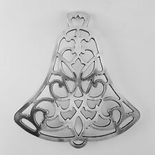 Vintage Oneida Metal Silver Color Bell Shaped Footed Trivet Hot Pad Wall Hanger 