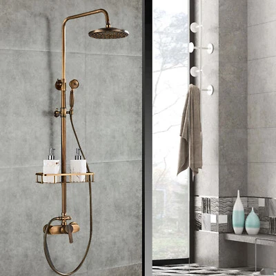 Antique Brass Shower Fittings Retro Shower Set Rain Shower Hand Shower Bathroom Shower System - Image 1 of 4