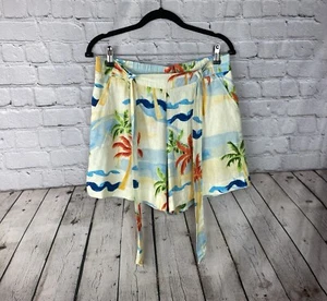 C&C California Womens Size 10 Tropical Linen Blend Belted Pull On Shorts EUC - Picture 1 of 8