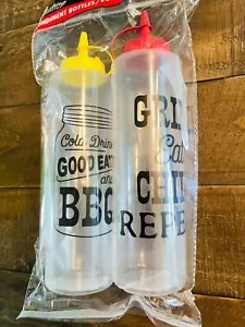 12oz Squeeze Bottles Kitchen Condiments Picnic BBQ Ketchup Mustard 2 pack - Picture 1 of 2