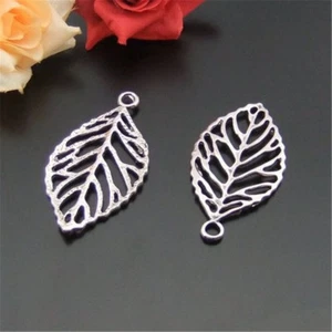 12 PIEZAS Dijes Colgantes de Hoja de Árbol Hueco de Aleación de Plata Retro 44*26 mm Hágalo usted mismo Accesorios - Imagen 1 de 4