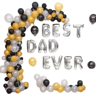 Globos dorados de 16" Feliz Día del Padre Lámina I Love Dad Best Dad Ever Globo plateado Foto 1 de 3