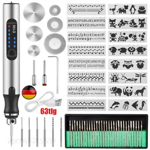 DIY Elektrischer Gravierstift Gravurstift Graviergerät 63tlg/Set für Metal Glas - Bild 1 von 12