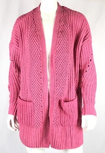 Style & Co Women's Open Front Cardigan Sweater Size L Berry Punch Ribbed - Picture 1 of 8