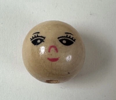 Round Wooden Face Beads Craft Jewellery Making 16mm Cute Happy 4mm Hole x 50  - Image 1 of 4