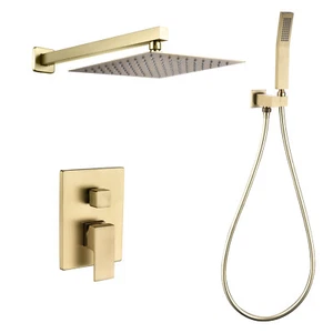 Duscharmatur Set 10" Regenduschkopf Gold Unterputz Wandmontage mit Handbrause - Bild 1 von 7
