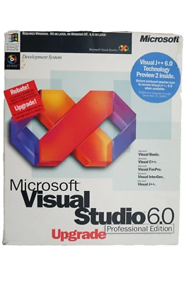 Microsoft Visual Studio Professional 6.0 UPGRADE or FULL VERSION WIN 95 thru 11 - Image 1 of 4