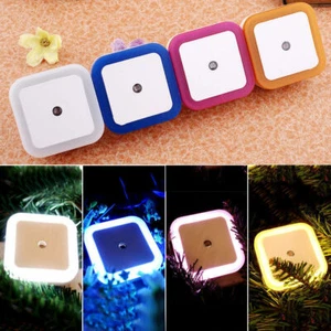 US EU Wall Plug-in Auto Sensor LED Night Lights Lamp for Kitchen Bedroom Stairs - Picture 1 of 12
