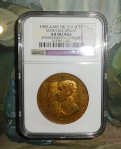 1903-4 MO HK-310 NGC AU So Called GOOD LUCK $1 Louisiana Purchase St. Louis Expo - Picture 1 of 4