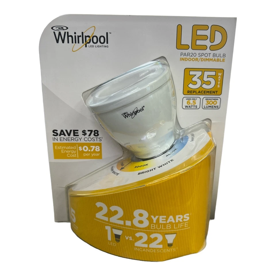 Whirlpool LED par20 spot bulb replacement 35 watts / r4 d14 - Image 1 of 1