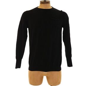 Globe Mens Goodstock Sweater Size L Pocket Crew Neck Cotton Black Repair B50