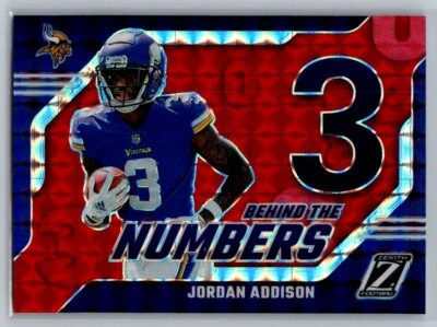 2023 Zenith Rookie Red Behind The Numbers #14 Jordan Addison Minnesota Vikings - Image 1 of 2