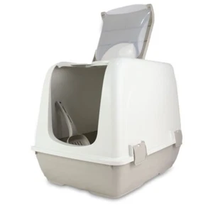 Katzenklo Katzentoilette Haubentoilette mit Schaufel Schwingtür ECO Grau - Bild 1 von 8