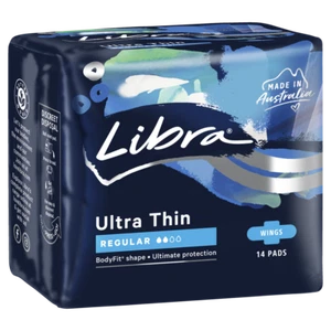 Libra Ultra Thin Regular With Wings 14 Pads Ultimate Protection BodyFit Shape - Picture 1 of 2