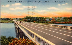 Belmont North Carolina Sloans Ferry Bridge Catawba River Vintage c 1943 Postcard - Picture 1 of 2