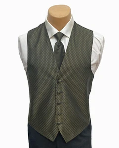 Men's After Six Olive Green Tuxedo Vest & Tie Free Shipping Big & Tall Sizes - Picture 1 of 6