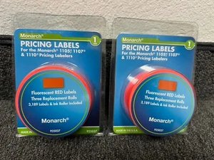 6 ROLLOS GENUINOS etiquetas de precio Monarch 925037 rojo fluorescente para pistola de etiquetas 1110 - Imagen 1 de 1