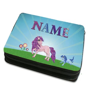 Federmäppchen Mädchen gefüllt Pony Name Doppeldecker Federtasche Etui - Bild 1 von 9