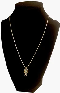 Caged Pearl Pendant Necklace Dolphins Silvertone 18 Inches - Picture 1 of 4