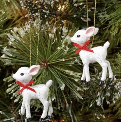 Wondershop At Target Christmas Reindeer Ornaments Mini White Glitter Set Of 2 - Image 1 of 4