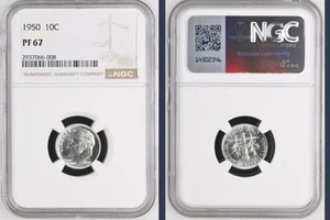 1950 Roosevelt Proof Dime 10C, NGC PF 67 - Picture 1 of 5