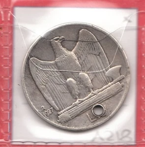 A218: Moneta Coin Vittorio Emanuele III - 5 Lire 1927 R Aquila (Moneta rovinata) - Picture 1 of 1