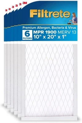 Filtrete 10x20x1 AC Furnace Air Filter, MERV 13, MPR 1900, Premium Allergen, ... - Image 1 of 2