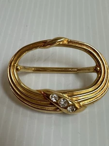 VINTAGE 1980ER GOLDFARBENER STRASS SCHAL RING VON MALKA M DEP PARIS HERGESTELLT IN FRANKREICH - Bild 1 von 13