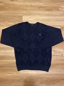 Izod Herren Pullover M Baumwolle Dreieck Strick Design Dunkelblau - Bild 1 von 11