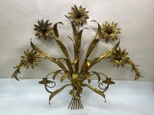Vintage 36” Mid Century Hollywood Regency Gold Guilt 3 Candle Wall Sconce ITALY - Picture 1 of 15