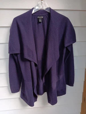 Valerie Bertinelli Womens S Purple Merino Wool Open Front Cardigan Modern Casual - Image 1 of 4