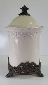 Bote de marfil Chris Madden JCPenney Corvella con soporte de metal ~ grande - Imagen 1 de 11