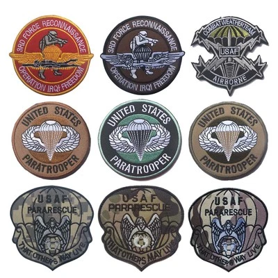 Embroidered USAF Air Force Paratrooper Pararescue Military Fastener Badge Patch - Image 1 of 2