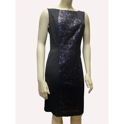 size 10 shift dress Muse black sleeveless sequin detail cocktail party - Image 1 of 4