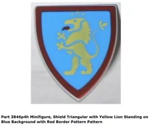Lego 1x 3846p4h Minifigura Escudo Triangular con León Azul De pie Amarillo 6080 - Imagen 1 de 1