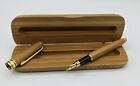 Handcrafted BAMBOO FOUNTAIN PEN GIFT SET with WOOD CASE NEW Piston Ink Converter