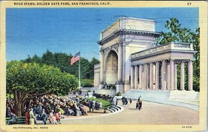 Band Stand Golden Gate Park Postcard San Francisco Cal to Colorado 1945 Posted - Imagen 1 de 2