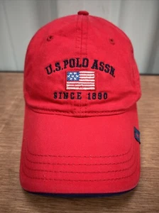 Cappello berretto baseball U.S. POLO ASSN bandiera americana rosso bordo navy cinturino regolabile - Foto 1 di 6