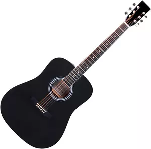 Dreadnought Westerngitarre Stahlsaiten Akustik Gitarre Einsteigergitarre Schwarz - Bild 1 von 5