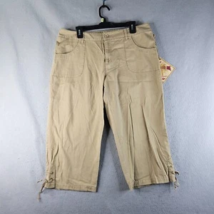 Caribbean Joe Petite Capri Pants Womens Size 16 P Biege Ankle Tie Basic Cute - Picture 1 of 10