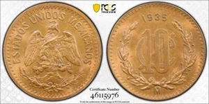 1935 Mo Mexico 10 Centavos KM430 PCGS MS65RB - Picture 1 of 2