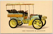 VINTAGE POSTCARD MUSEUM OF AUTOMOBILES - AZURE BLUE 1901 PANHARD & LEVASSOR