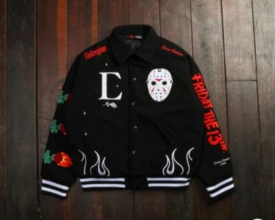 Friday The 13th x Civil Regime x Jason Soldout MEDIUM Limited Varsity Jacket BLK - Image 1 of 3